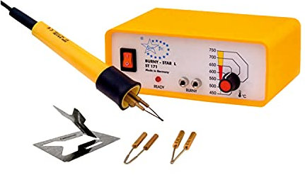 Brandmal-Station, mit stufenlos regulierbarem Trafo, Brandmalkolben mit 3 Brennschleifen und Heizkontrolle durch LED