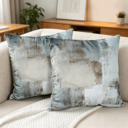 OYIMUA Braun Kissenbezug 45x45 Samt 2er Set Modern Weich Dekokissen | Sofakissen Deko Kissenbezüge für Sofa Bett,Aesthetic Quadratisch Kissenhülle Couchkissen Outdoor Kissen Zierkissen
