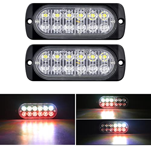 RIGIDON 2x 12 LED lampada di emergenza strobo barra led faretti fendinebbia | 12V 24V, 4,3 pollici, senza interruttore, bianca rosso, impermeabile, per auto fuoristrada camion UTE ATV barca 4x4 veicoli