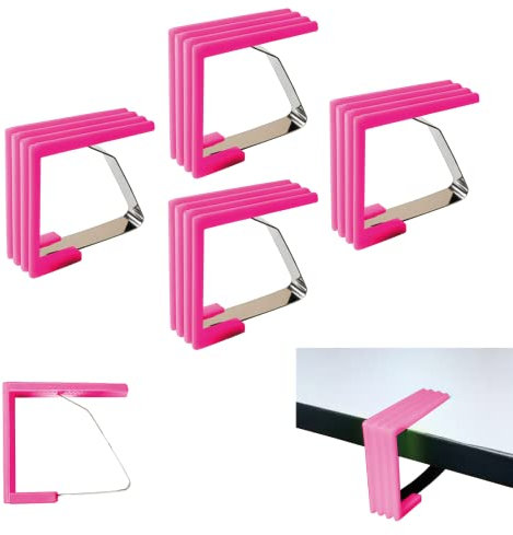 4 PCS Nappe Clip en Acier, Ressort Ferme Nappe En Plein Air Pique-Nique Fête Crochets Pinces Pinces pour Tables Extérieur Jardin Résistant aux Intempéries (FuchSIA)