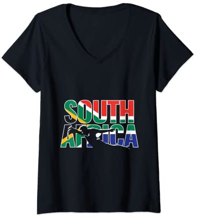 Damen Südafrika Rugby T Shirt, 2020 Fans Jersey Geschenk Springboks T-Shirt mit V-Ausschnitt