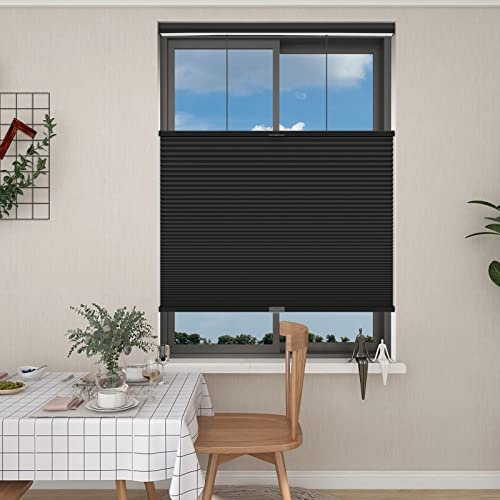 Changshade Top Down Bottom Up Cellular Shades Blackout, schnurlose Jalousien für Fenster, Raumverdunkelung, plissiert, Wabenstruktur von 3.8 cm, einzellig, 86.4 cm Bx183.9 cm H, schwarz CEL34BK72G