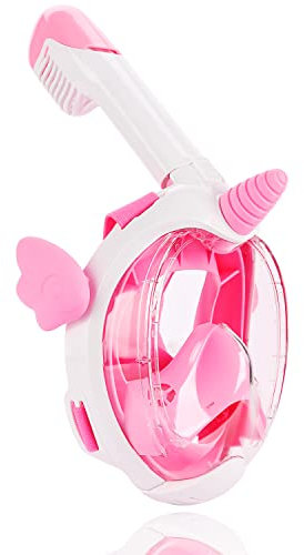 Flyboo Maschera da Snorkeling per Bambini, Unicorno Maschera Subacqueacon con 180° Visuale Panoramica Pieno Facciale Anti Appannamento e Infiltrazioni Design