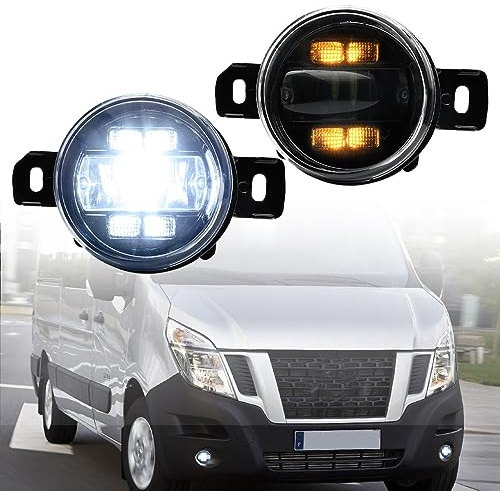 NSLUMO LED-Nebel-/Tagfahrlicht für O/pel Movano B, R/enault Master III, | N/issan NV400 2010-2019, Frontstoßfänger, Fahrlicht, amberfarbener Blinker, 6000K Xenonweiß, 800LM, 2PCS