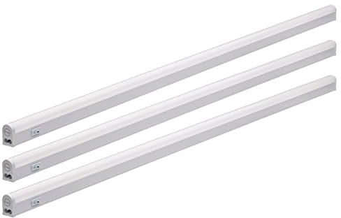 Oktaplex 3er Set Riga LED Unterbauleuchte Küche 114cm neutralweiß | 1630lm 4000 K mit Schalter 18 W Lichtleiste Weiß 230V erweiterbar