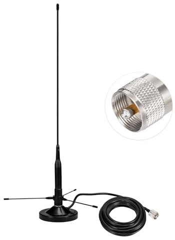 Bingfu Antenna VHF UHF 136-174MHz 400-460MHz Doppia Banda PL259 Maschio Base Magnetica Con Kit Aereo di Terra per Radio Bidirezionale a Due Vie Mobile