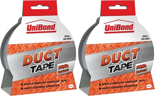 Unibond 1405197 Original Duct Tape High Strength Adhesive - 50 mm x 50 m, Silver (Pack of 2)