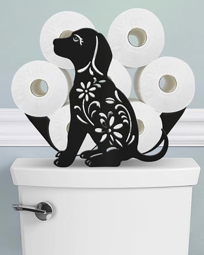 Wigag Hunde-Toilettenpapierhalter Ständer für zusätzliche 8 Rollen, einzigartige, dekorative, freistehende Toilettenpapieraufbewahrung, Bauernhaus, Badezimmer, Tierdekoration, Zubehör,