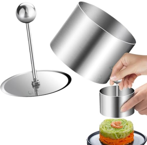 Stampi rotondi per torte, stampo ad anello in acciaio, anello rotondo per torte, per mousse da dessert con spingi e anelli di cottura, stampi per tartare di tonno anelli per biscotti per cuocere torte