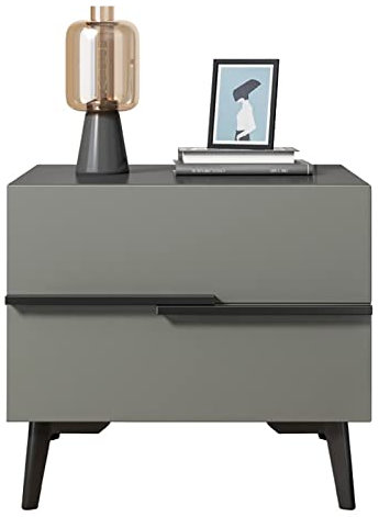 Moderner Nachttisch mit 2 Schubladen, Kleiner Beistelltisch mit Stauraum, Moderne Kommode und Nachttisch-Sets, Beistelltisch für Schlafzimmer (Farbe: Grigio, Größe: 48 x 41 x 44 cm)