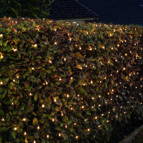Festive Lights - 2m x 1.2m Christmas Multi Function 160 LED Warm White Net Light - Indoor Outdoor Battery Operated Home Garden Seasonal Lighting Decoration - with 6 Hour Timer