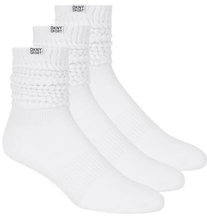 DKNY Paquete de 3 calcetines holgados para mujer, color blanco tradicional, 9-11