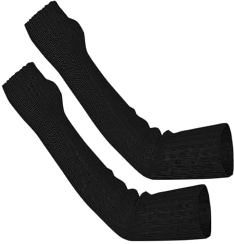 Latex Body Women's Black Arm Warmer Solid Knitted Long Fingerless Gloves Mitten Halloween Women's Accessories (Black, One Size)