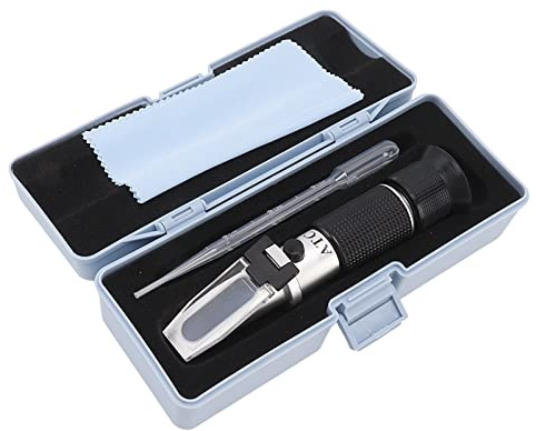 Akozon Probador de Punto de Congelación de Aluminio Multifuncional - Refractómetro de Mano para Anticongelante - Medidor de Detección de Puntos de Hielo con Embalaje de Bolsas de Educación Física y