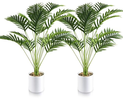 Joyblossom 2 Stück Kunstpflanzen Groß, 73cm Kunstpalme, Künstliche Palme im Topf, Künstliche Pflanzen Wie Echt, Palme Künstlich für Büro, Wohnzimmer, Schlafzimmer, Dekoration im Innenbereich