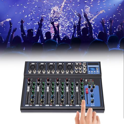 DSYOGX 7-Kanal-Audiomixer, Bluetooth Audio Mixer, Professioneller DJ Mischer Mischpult, Bluetooth-Verbindungsreichweite Innerhalb 10m, für Heim-KTV, Band-/Bühnenauftritte, Campus-Aktivitäten