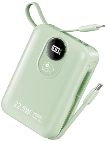 Batterie externe 20 000 mAh avec câble intégré : batterie externe 22,5 W à charge rapide pour téléphone portable