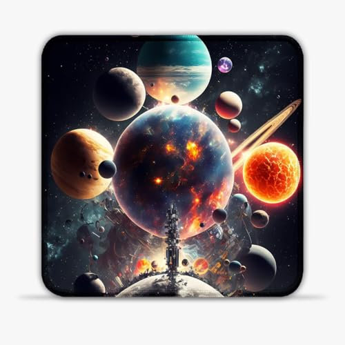 Tapis Souris Portable Scène Spatiale (20 x 20) cm 7,87 Pouces Tapis Bureau en Tissu SU Tapis Souris Base en Caoutchouc antidérapante Compatible avec Les Souris Laser et optiques