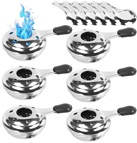 PORFOYO 6 Stück Brennpastenbehälter, Fondue Brenner Aus Edelstahl, Alkoholbrenner, Spiritusbrenner Fondue, Winddicht Alkohol Brenner für Hot Pot, Dry Pot Cuisine, Outdoor, Camping, Wandern, Buffet