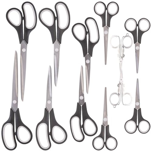 General Office Haushalt Schere: 12-teiliges Scheren-Set, Edelstahl mit Titanbeschichtung (Allzweck-Schere, Bastel, Papier)