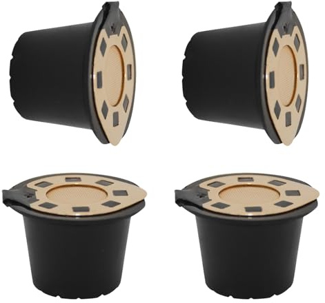 4 Refillable Coffee Pod Brewing Accessories Dishwasher Safe Espresso Pods Pack with Stainless Steel Lids Sustainable Solution
