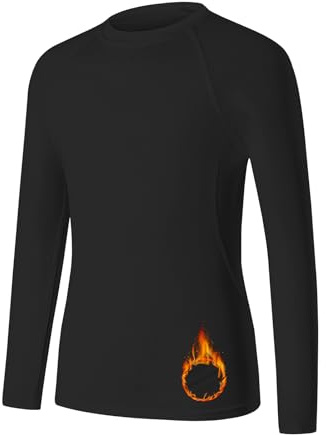 HYCOPROT Kids Thermal Top Warm Winter Compression Shirt Childrens Long Sleeve Youth Lightweight Fleece Base Layer Boys Athletic Quick Dry Warm Underwear for School Football Baseball Soccer Undershirt