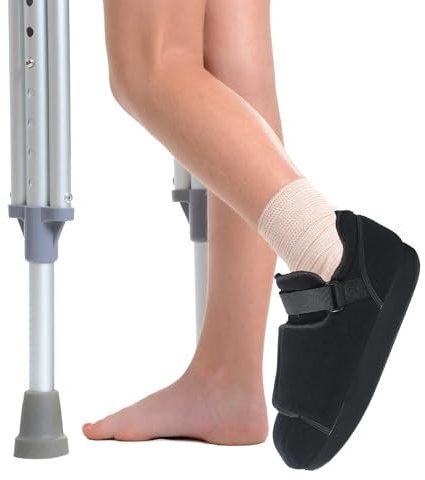 Voinnokal Post Op Recovery Shoe, Closed Toe Medical Walking Shoe, Orthopedic Surgical Cast Shoe for Post Surgery, Broken Toes, Injured Foot Protection, Left or Right Foot (L)