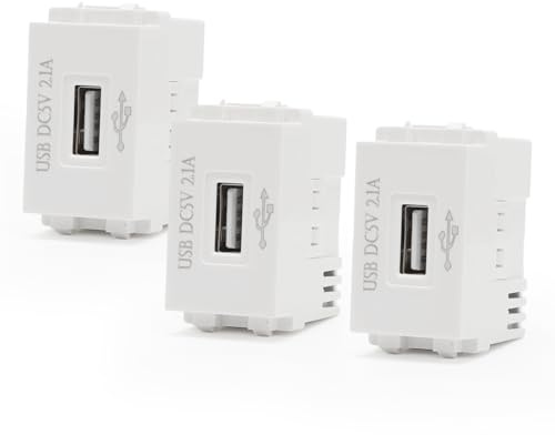 3 Stück USB Stromversorgungsmodul, 220 V Buchse, 5 V Transformator, 2,1A USB-Ladesteckdose Schaltadapter, USB Unterputz für Smartphones und MP4