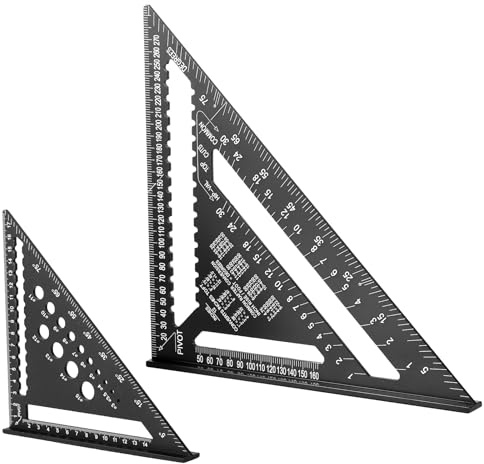 Foppla 2 PCS Zimmermannswinkel Set, Multifunktional Anschlagwinkel Metall Aluminium Lineal Winkelführung 18cm+30cm Schreinerwinkel Tischlerwinkel Winkelmesser Winkel 45 und 90 Grad Winkel, Streichmaß