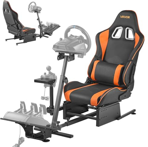 VEVOR Racing Wheel Stand, Heavy-Duty Simulator Cockpit Steering Wheel Stand, Fit Logitech G25, G27, G29, G920, G923, Thrustmaster T300RS, TX F458, T500RS, T3PA-PRO (F1/GT) and CSR Pedals