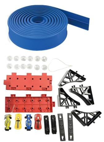 TAIZhiChen Flexible Rennbahn mit Modellautos und Saugnäpfen - DIY Rennbahn für Weihnachten Blau 5M