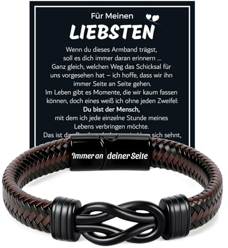 Helixor Geschenke für Männer Armband Herren Leder - Geschenk für Ihn Valentinstag, Liebsten Lederarmband mit Gravur Geburtstagsgeschenk Geburtstag Hochzeitstag für Mann Freund Ehemann