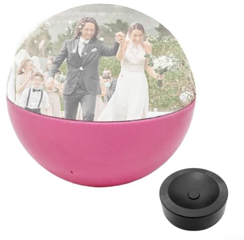 Durashmall Personalisierte Videokugel mit LED, 7 cm, für Jahrestage, Geburtstage, Hochzeiten und besondere Anlässe, elegantes dekoratives Erinnerungsdisplay mit mehreren Cos (Rosa)