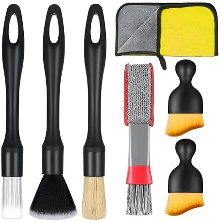 KHANIX Car Detailing Brush Set – Car Interior Cleaning Brush Kit for Dashboard, Air Vents & Dust Removal (YELLOW)