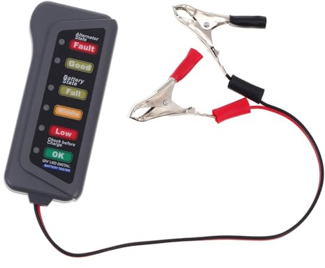 SEWOART Autobatterie Prüfer 12V mit tragbarer Digitalanzeige und 15A Spezifikation aus Eisen für Elektromotorräder und Autoanwendungen mit 27cm Kabel