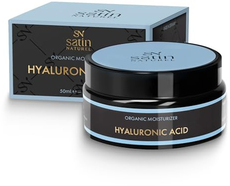 Satin Naturel Crème Hydratante 50 ml – Aloe Vera Bio & Acide Hyaluronique – Crème Visage – Avec Huile de Jojoba, Huile d’Amande & Huile d’Avocat – Vegan & Cosmétique Naturelle – Peaux Sensibles