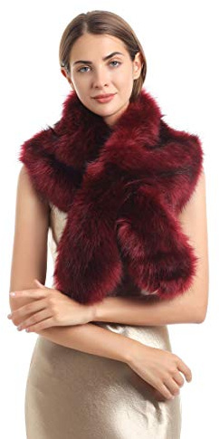 soul young Women's Faux Fur Collar Winter White Warmer Scarf Wrap