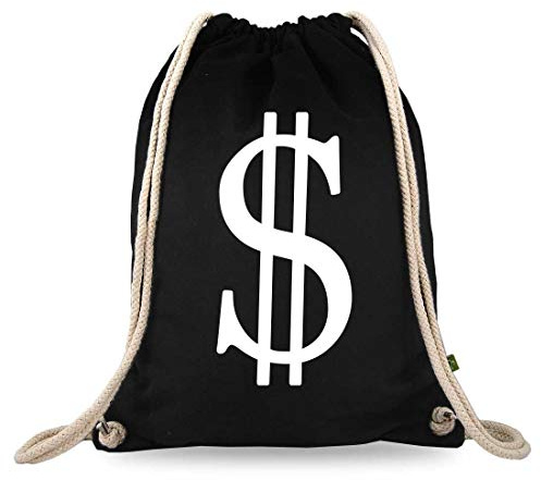 Turnbeutelliebe® Turnbeutel mit Spruch - Verschiedene Designs - Bedruckt - Baumwolle schwarz - Sportbeutel - Rucksack - ca. 12 Liter - 37 x 46 cm