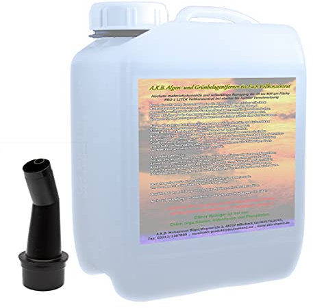 A.K.B. 60-Fach Konzentrat Grünbelagentferner (2,5L Kanister 60-Fach mit Ausgiesser) Algenentferner Fassadenreiniger Algenvernichter Außenreiniger