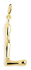 SINGULARU - Charm Letter XL. Colgante Inicial en Latón con Acabado Baño de Oro de 18 Kt. Combinable con Collar. Joyas para Mujer. Letra L