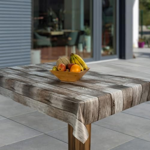 laro Wachstuch-Tischdecke Abwaschbar Garten-Tischdecke Wachstischdecke PVC Plastik-Tischdecken Eckig Meterware Wasserabweisend Abwischbar AS, Muster:Holzoptik l. braun, Größe:80x120