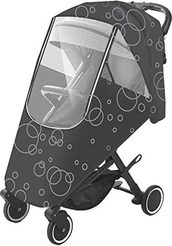 Habillage Pluie Poussette Bébé Housse de Pluie Poussette Universelle Protège Pluie Vent Poussière Cape de Pluie pour Landau Imperméable Capot de Protection Pluie avec Bonne Circulation l'air,Noir