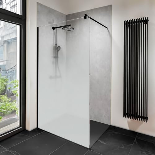 Schulte paroi de douche fixe à l'italienne 120 x 200 cm, barre 122 cm incluse, profilé aspect chromé, montage gauche droite, verre de sécurité 6 mm brume, plage de réglage 118.0-120.5