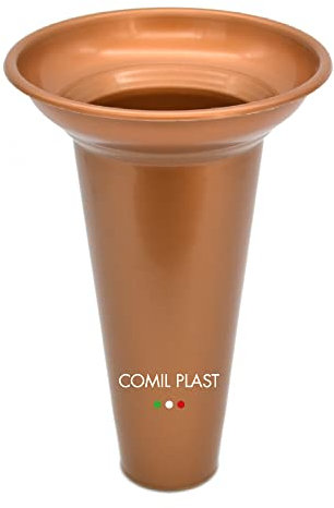 Comil Plast | Portafiori Interno in plastica per Vaso da cimitero Colore Rame | Diametro 12.6 cm, Altezza 18.7 cm.