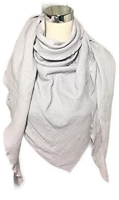 Musselintuch Schal Hellgrau Uni Dreieckstuch Halstuch Damen XXL Wickelschal Tuch Stola Handmade Schal einlagig