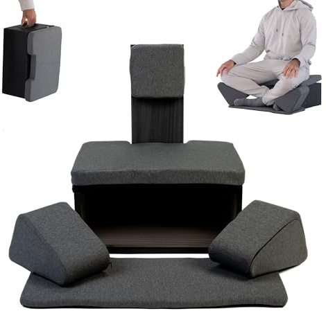 Ungloo Floor Meditation Chair with Back Support | Posture Seat with Padded Leg Wedges, Foot Pad and Supportive Backrest | Portable Lightweight Meditation Floor Chair
