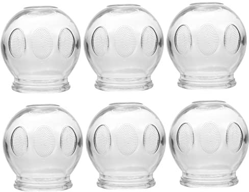 FOOJO 6-teiliges Schröpftherapie-Set, Glasfeuer-Schröpfglas, Dickes Glas-Schröpfset, chinesische Akupunkturpunkt-Vakuum-Schröpftherapie für Massage, Rücken, Müdigkeit, transparent