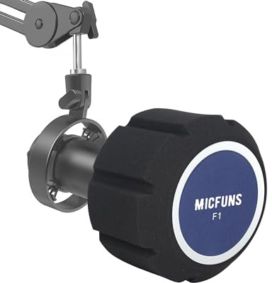 micfuns F1 Filtro pop para micrófono, recorte lateral de 45 a 60 mm, micrófonos suspendidos SM7B, espuma absorbente de sonido que reduce el ruido y los reflejos