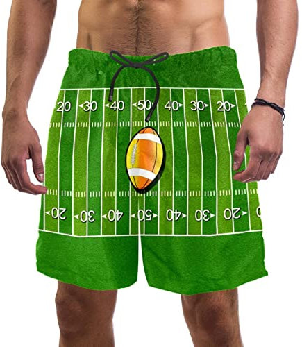 WOSHJIUK Herren-Shorts,Badehose,schnell trocknend,American-Football-Feld,Board Short Outdoor Walk Beach Bademode