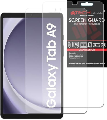 TECHGEAR Screen Protector for Galaxy Tab A11 & Tab A9 8.7 2 Pack Ultra Clear Film Guard Covers [Scratch-Resistant] [HD Clear] [Stylus Compatible] for Samsung Tab A11 / A9 SM-X130/X133/X135/X110/X115